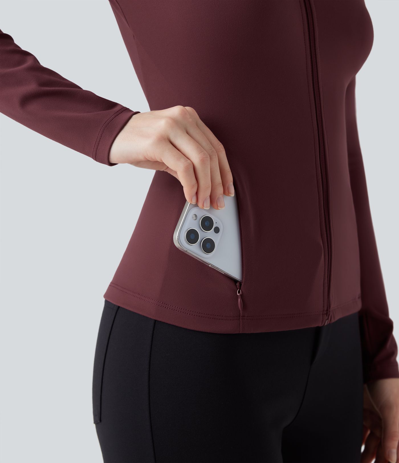 SoftlyZero™ Plush V-neck Long Sleeve Zip Fly Work Jacket with Pockets