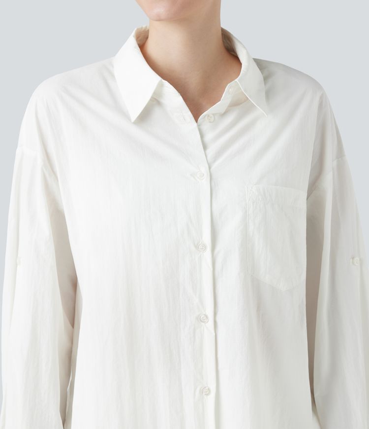 Roll-Up Long Sleeve Hiking Shirt with Pocket-UPF50+