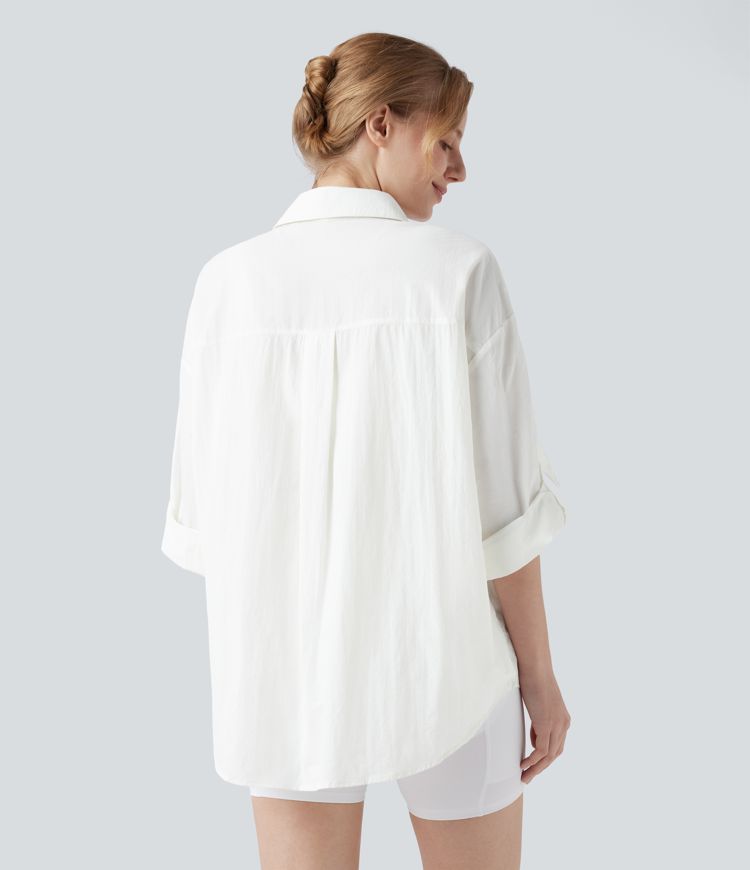 Roll-Up Long Sleeve Hiking Shirt with Pocket-UPF50+