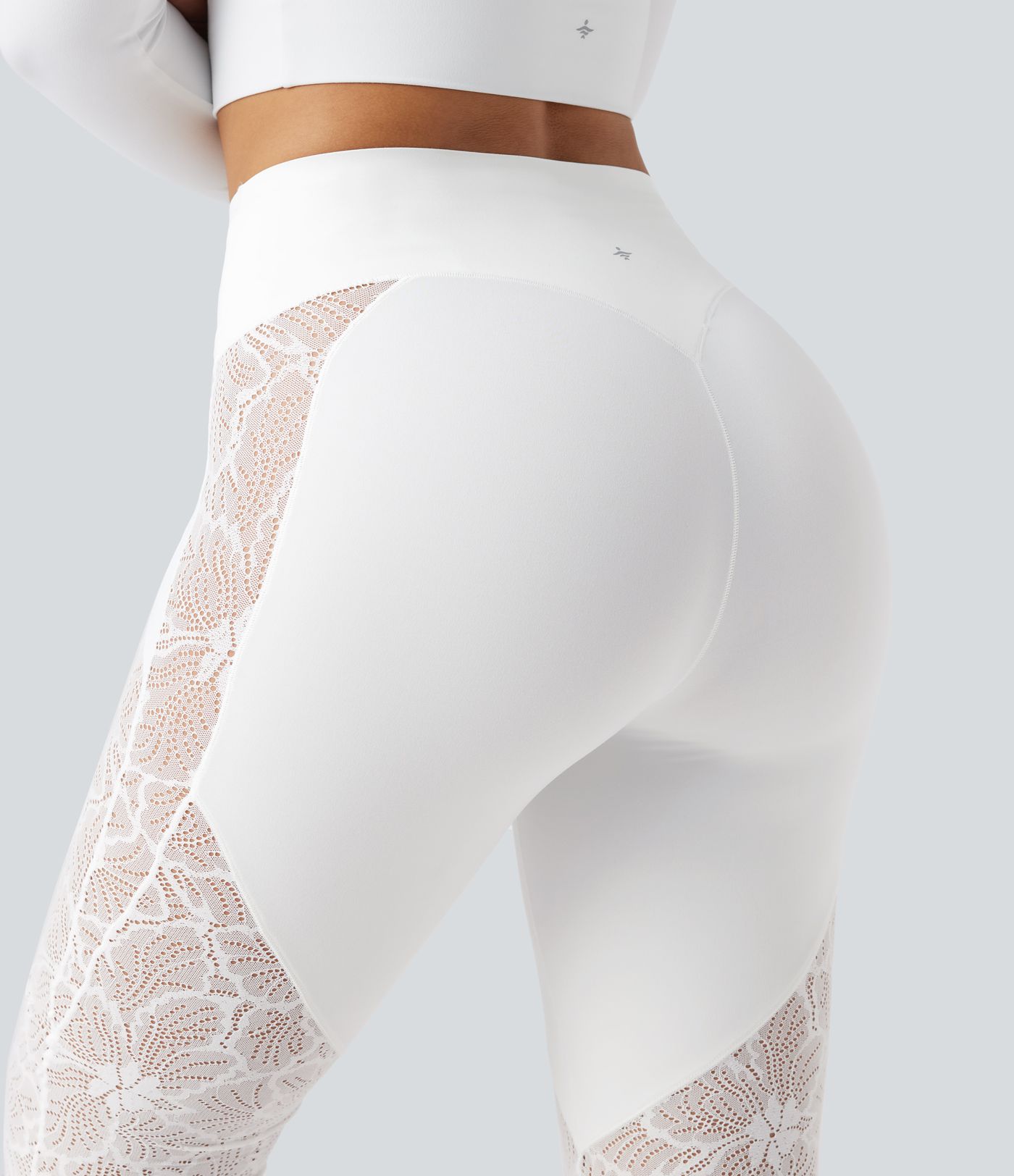 Halara UltraSculpt™ High Waisted Tummy Control Contrast Lace Yoga Flare Pants with Pocket