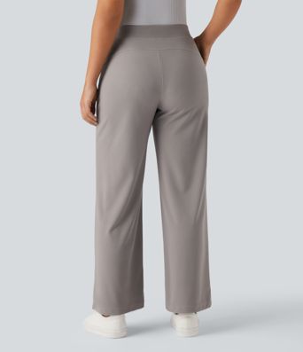 Halara Flex™ High Waisted Tummy Control Body Sculpt Waist-Slimming Wide Leg Micro Waffle Work Pants with Pockets