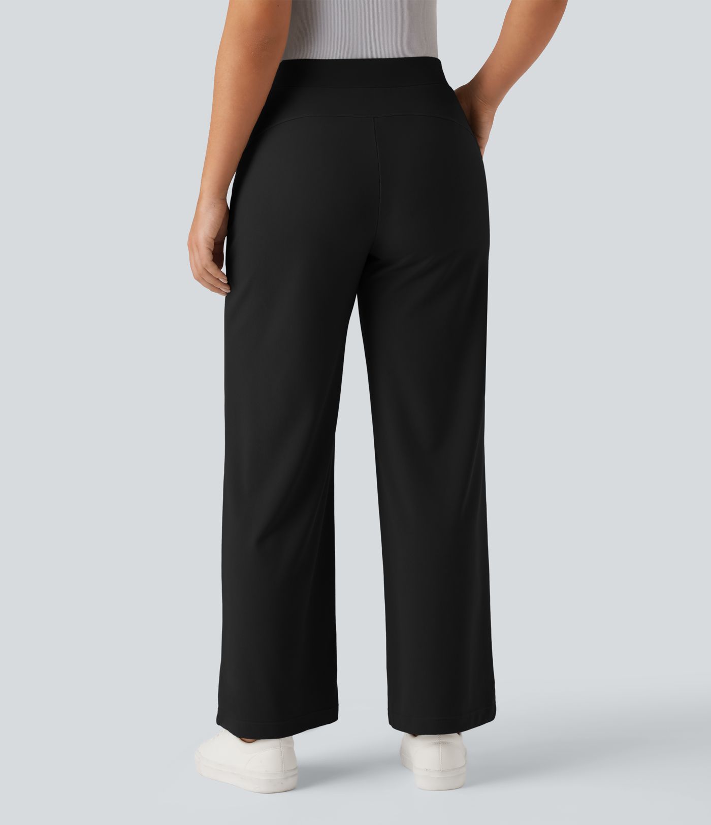 Halara Flex™ Arbeitshose mit hohem Bund, bauchkontrollierend, figurformend und taillenschmälernd, mit weitem Bein, Micro-Waffelstruktur und Taschen