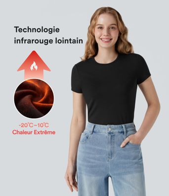 T-shirt chauffant col rond à manches courtes Halara HeatCore