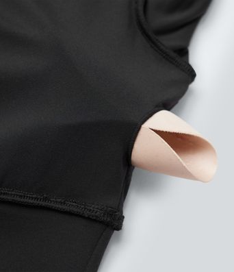 SoftlyZero™ Push-Up Long Sleeve Thumb Hole Contrast Lace Cropped Yoga Sports Top-UPF50+