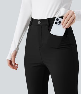 Durable Water Repellent Thermal High Waisted Hiking Pants with Pockets