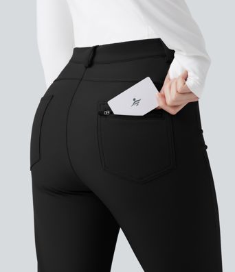 Durable Water Repellent Thermal High Waisted Hiking Pants with Pockets