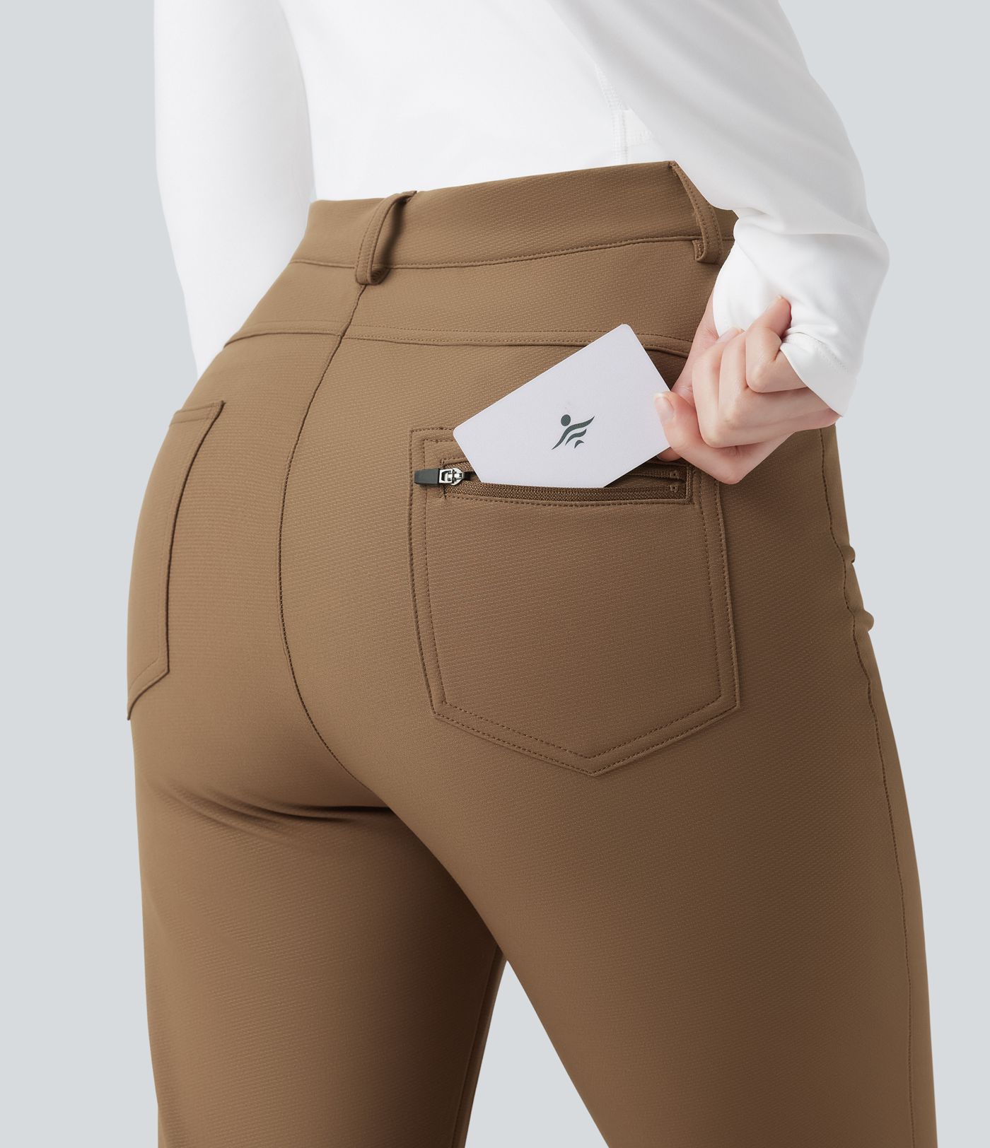 Pantalones de senderismo térmicos de cintura alta, duraderos y repelentes al agua, con bolsillos