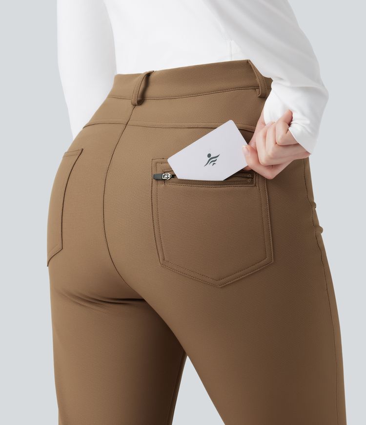 Durable Water Repellent Thermal High Waisted Hiking Pants with Pockets