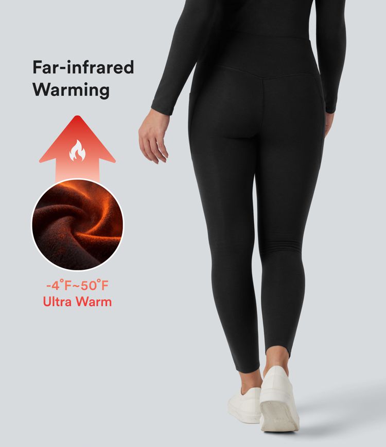 Women’s High Waisted Casual Warming Leggings with Pockets - Halara 