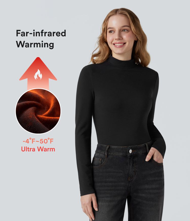 Top chauffant col montant manches longues