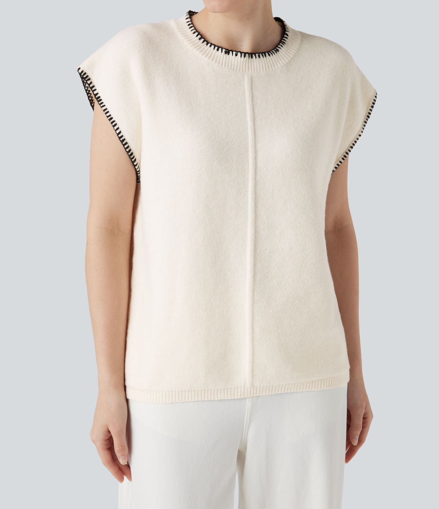 Round Neck Color Block Work Sweater Vest