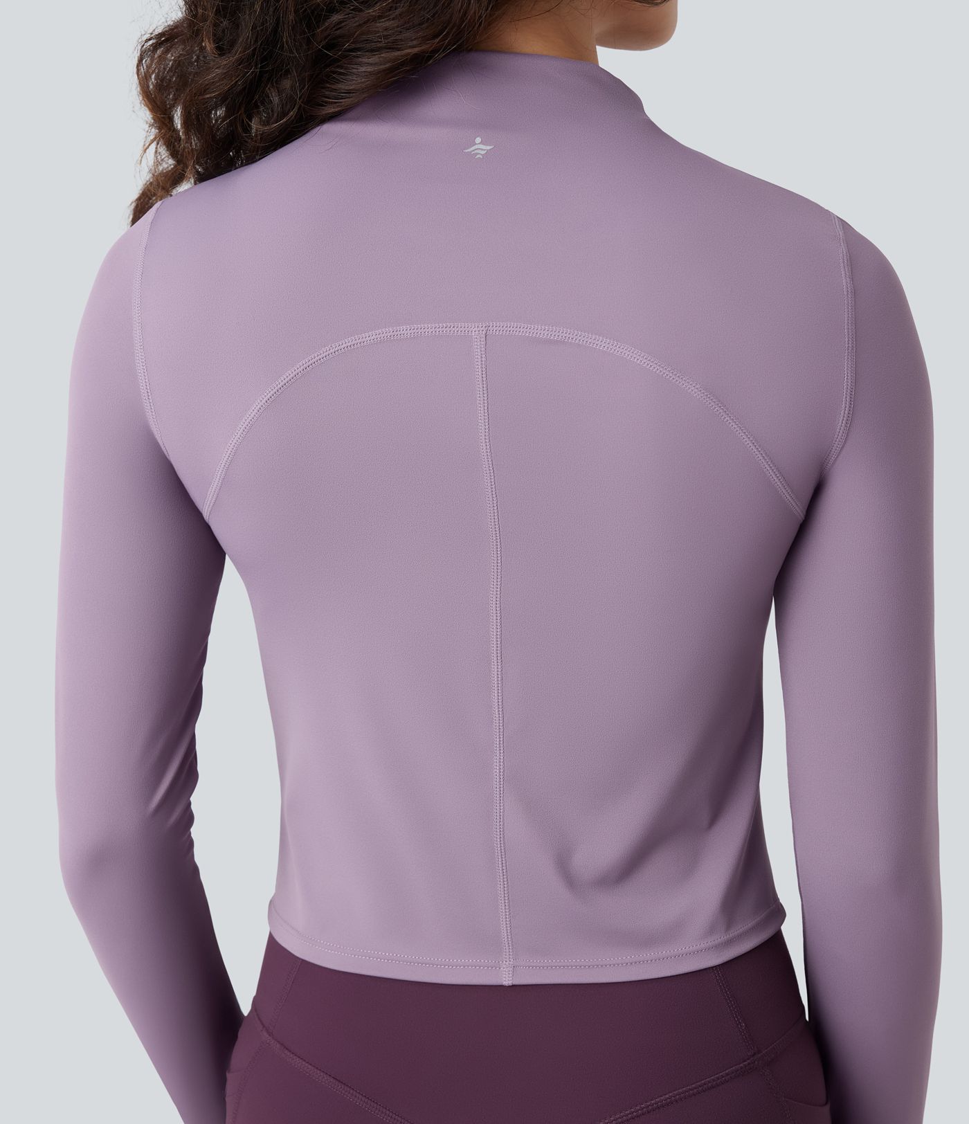 Halara UltraSculpt™ - Yoga-Sport-Top mit Stehkragen, langen Ärmeln, Daumenlöchern und Cool-Touch - schnelltrocknend, UPF50+