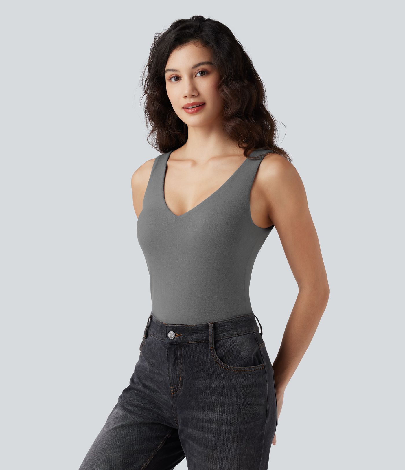 V Neck Push-Up Casual Warming Tank Top A/B Cup
