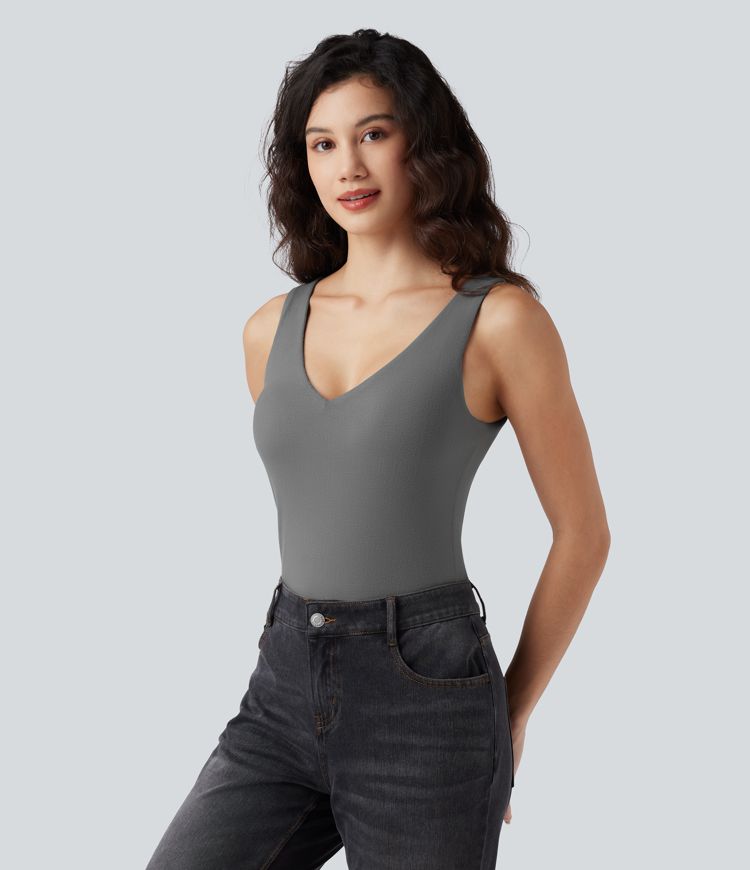 V Neck Push-Up Casual Warming Tank Top A/B Cup