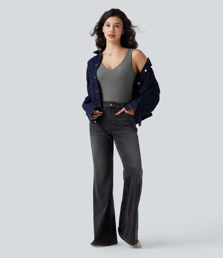 V Neck Push-Up Casual Warming Tank Top A/B Cup