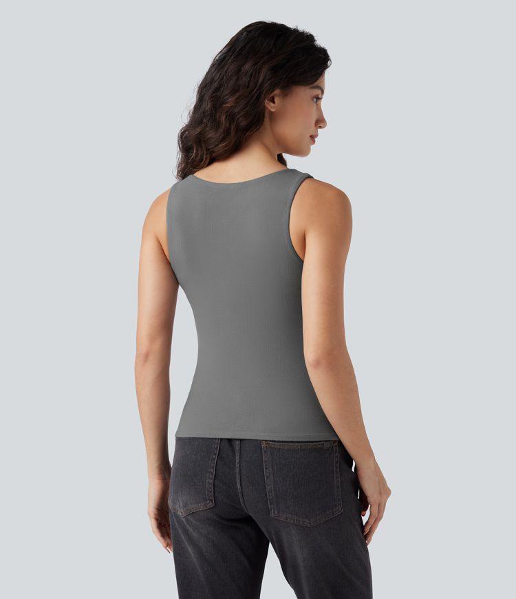 V Neck Push-Up Casual Warming Tank Top A/B Cup