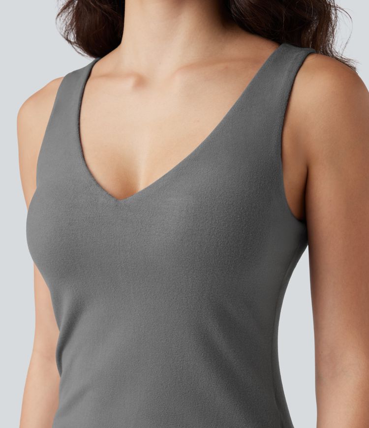 V Neck Push-Up Casual Warming Tank Top A/B Cup