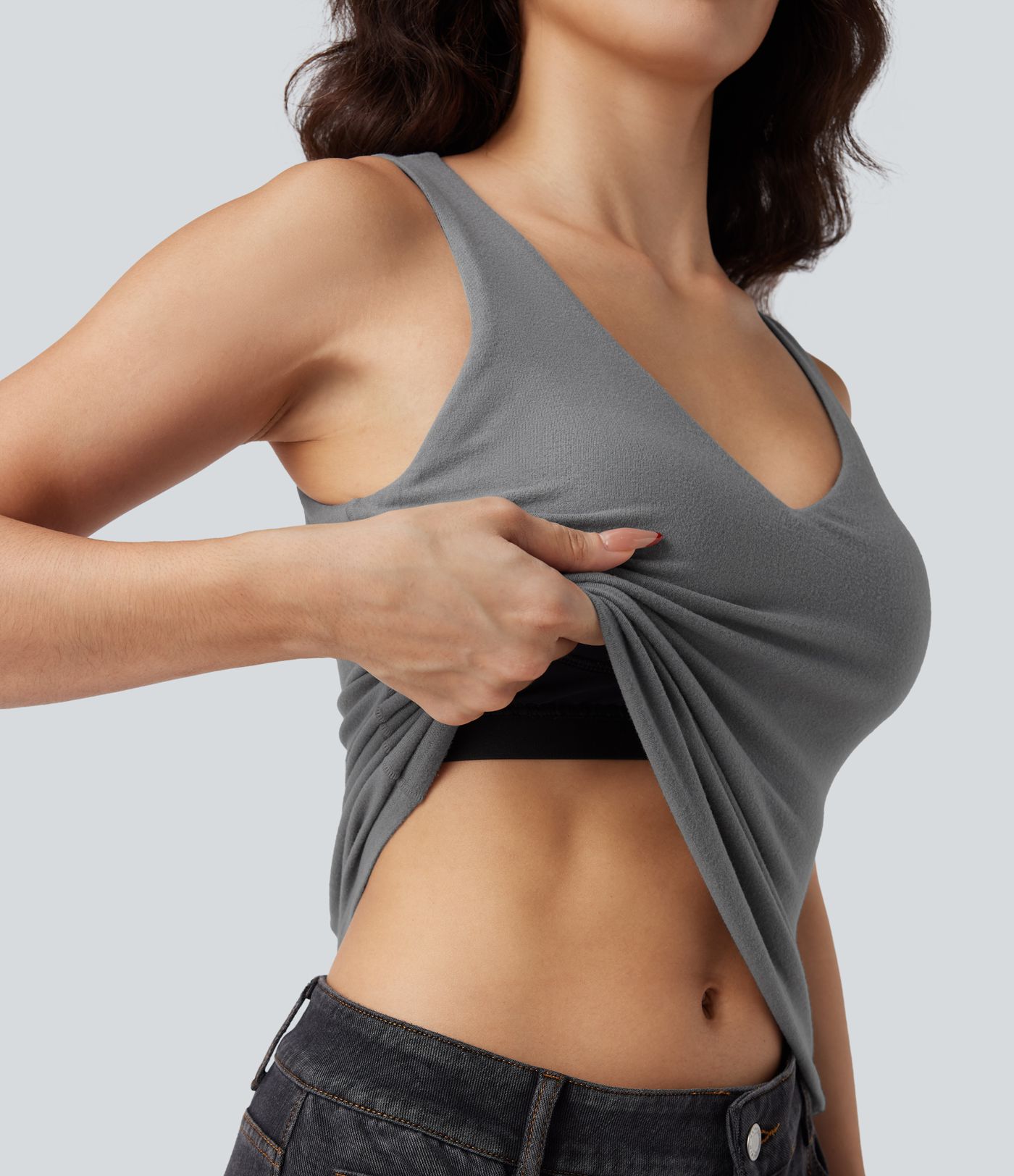 V Neck Push-Up Casual Warming Tank Top A/B Cup