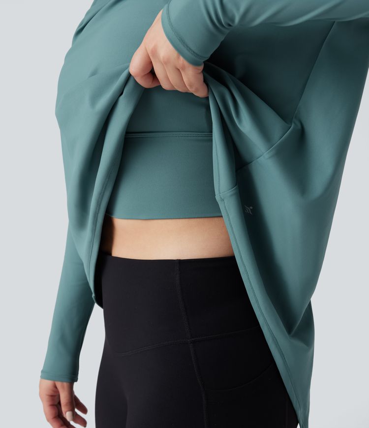 SoftlyZero™ Airy Round Neck Long Sleeve 2-in-1 Tie Back Cool Touch Yoga Sports Top-UPF50+