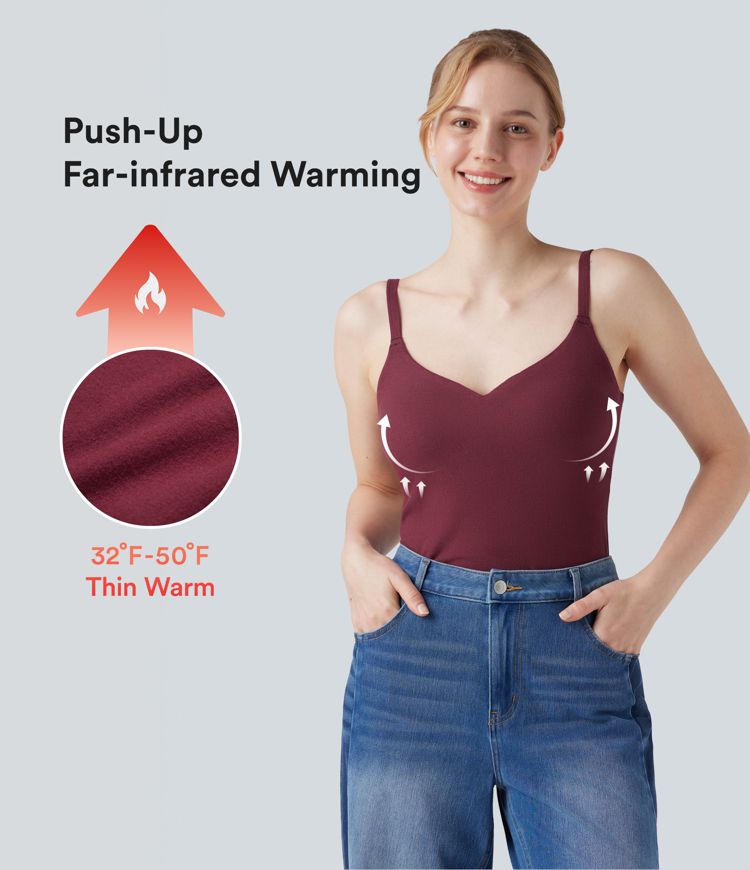 Molded Cups Push-Up Adjustable Straps Casual Warming Cami Top