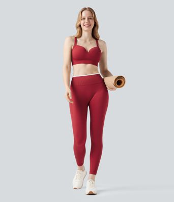 Seamless Flow High Waisted Color Block Scrunch Yoga 7/8 Leggings