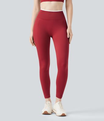 Seamless Flow High Waisted Color Block Scrunch Yoga 7/8 Leggings