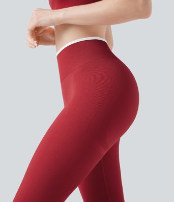 Seamless Flow High Waisted Color Block Scrunch Yoga 7/8 Leggings