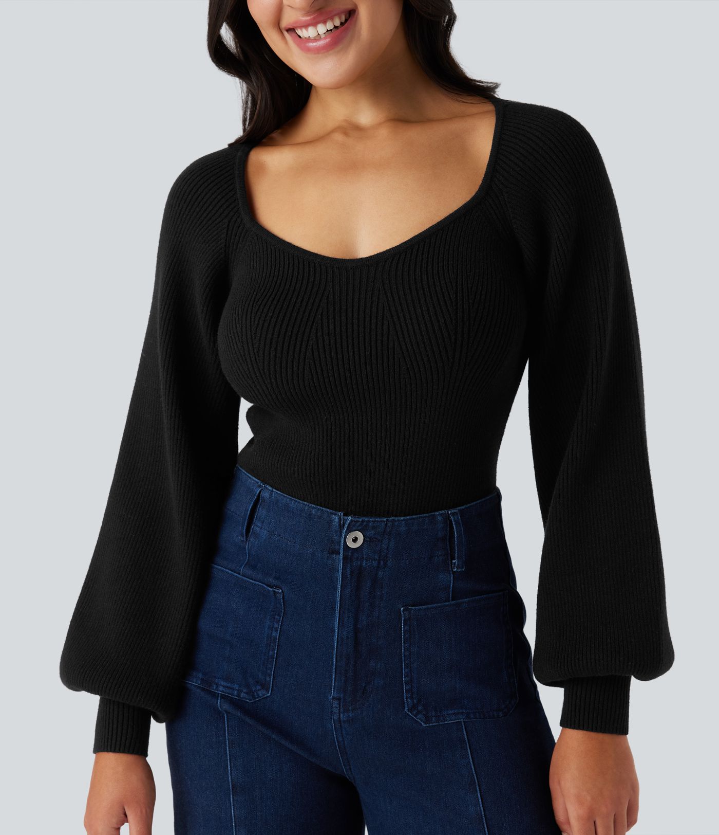 Kuninganna Anne-kaelusega pikkade varrukatega vabaaja kampsun