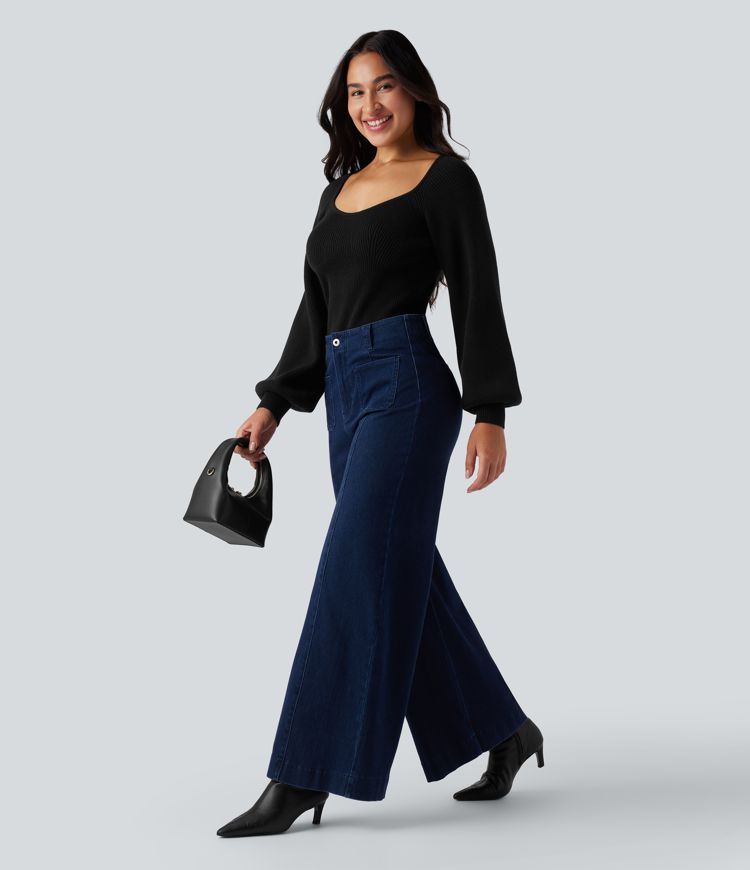 Kuninganna Anne-kaelusega pikkade varrukatega vabaaja kampsun