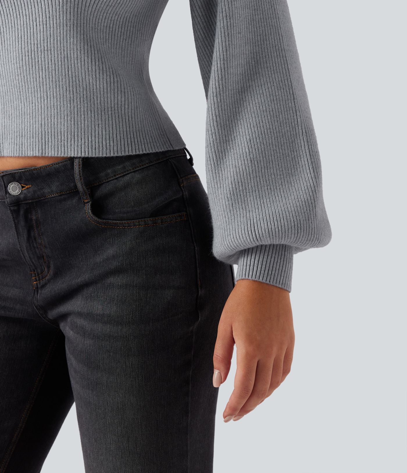 Queen Anne Neck Long Sleeve Casual Jumper