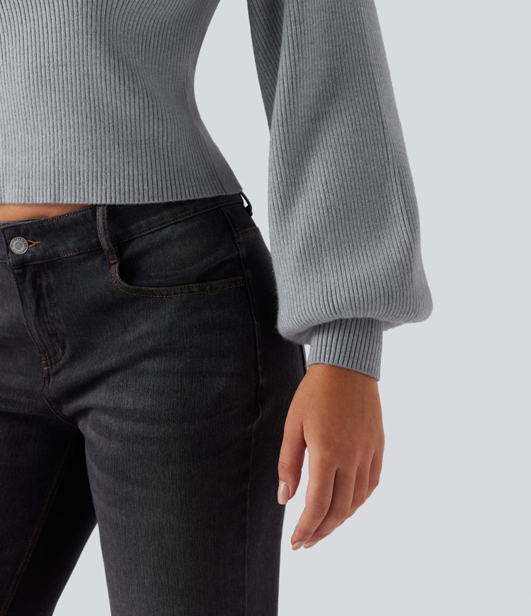 Queen Anne Neck Long Sleeve Casual Jumper