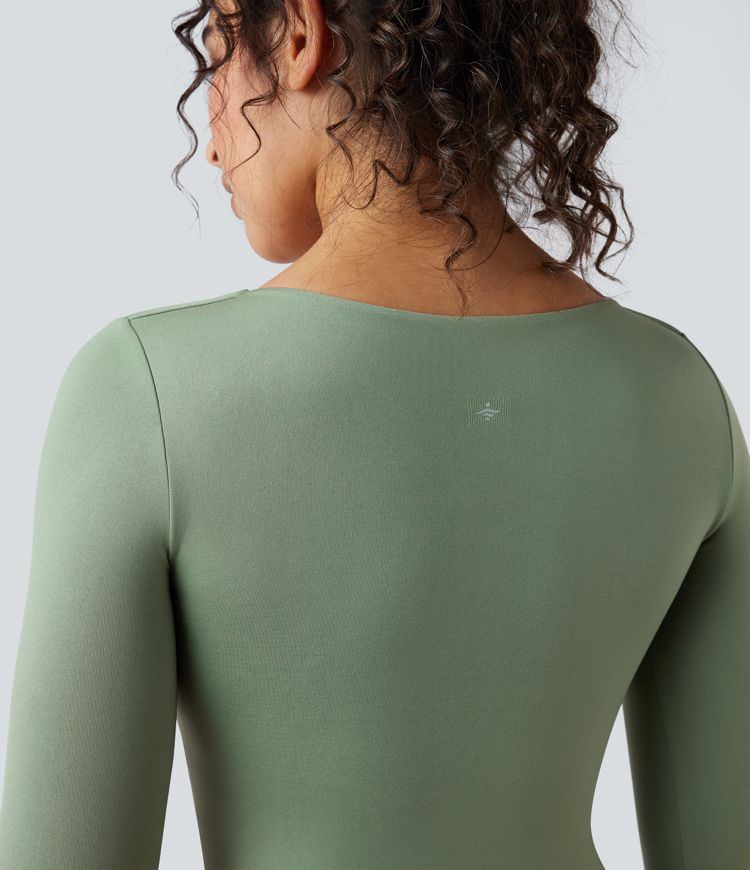 Seamless Flow V-neck Long Sleeve Yoga Sports Top