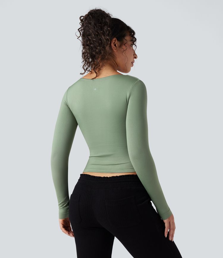 Seamless Flow V-neck Long Sleeve Yoga Sports Top