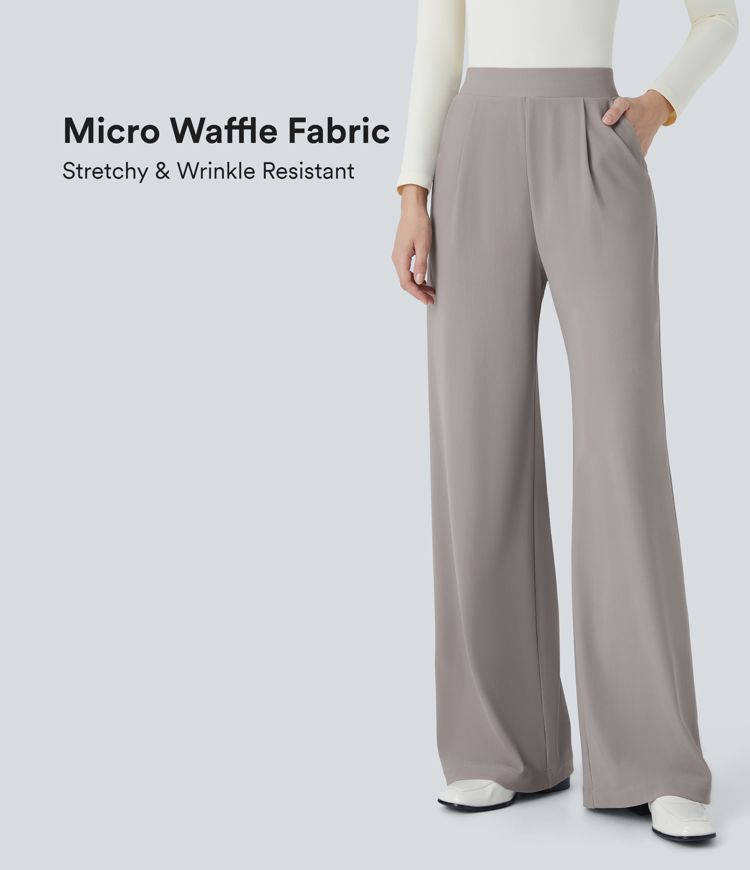Halara Flex™ High Waisted Body Sculpt Waist-Slimming Pocket Wide Leg Micro Waffle Work Pants