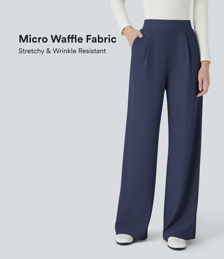 Halara Flex™ High Waisted Body Sculpt Waist-Slimming Pocket Wide Leg Micro Waffle Work Pants