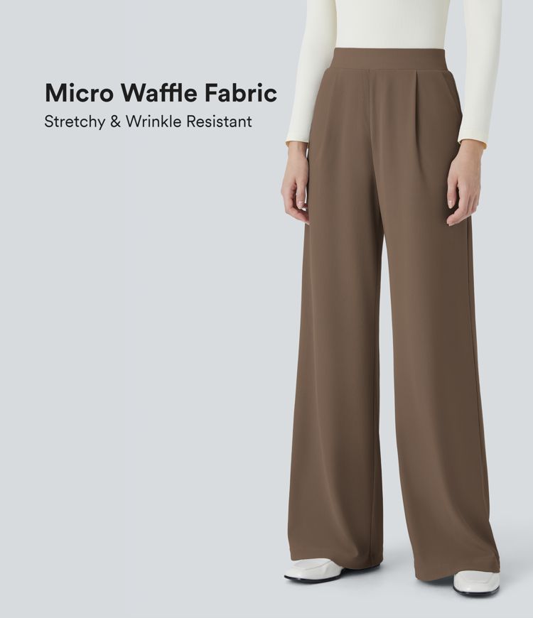 Halara Flex™ High Waisted Body Sculpt Waist-Slimming Pocket Wide Leg Micro Waffle Work Pants