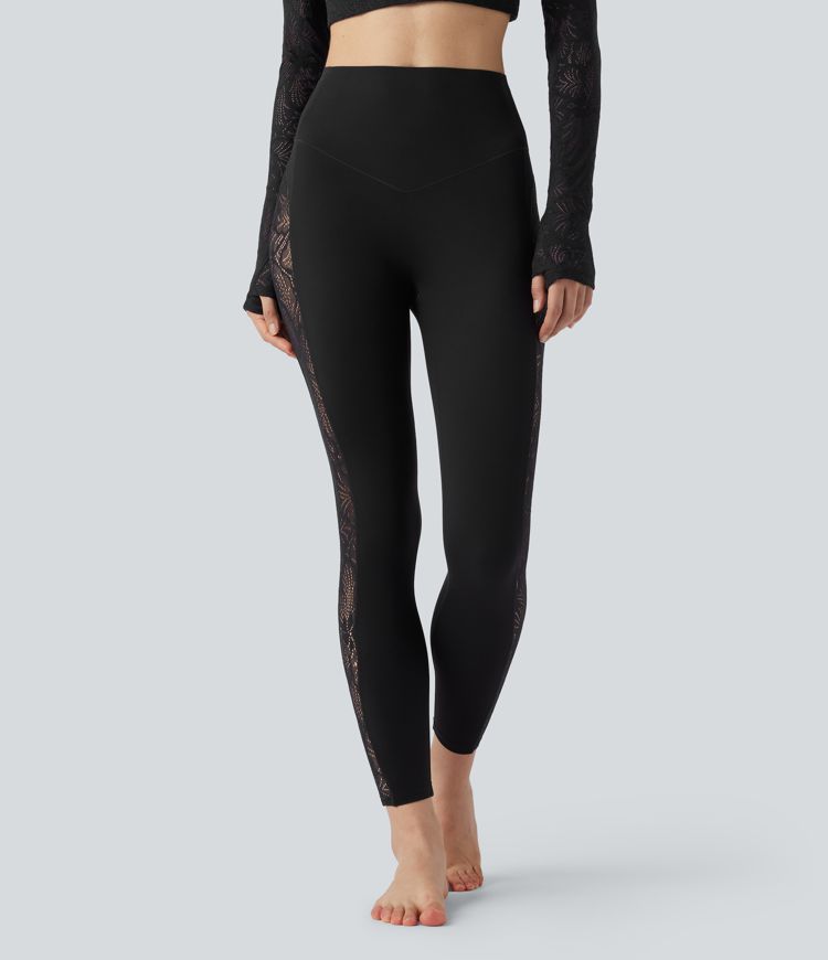 Legging de yoga gainant taille haute avec dentelle contrastée et poche Halara UltraSculpt™