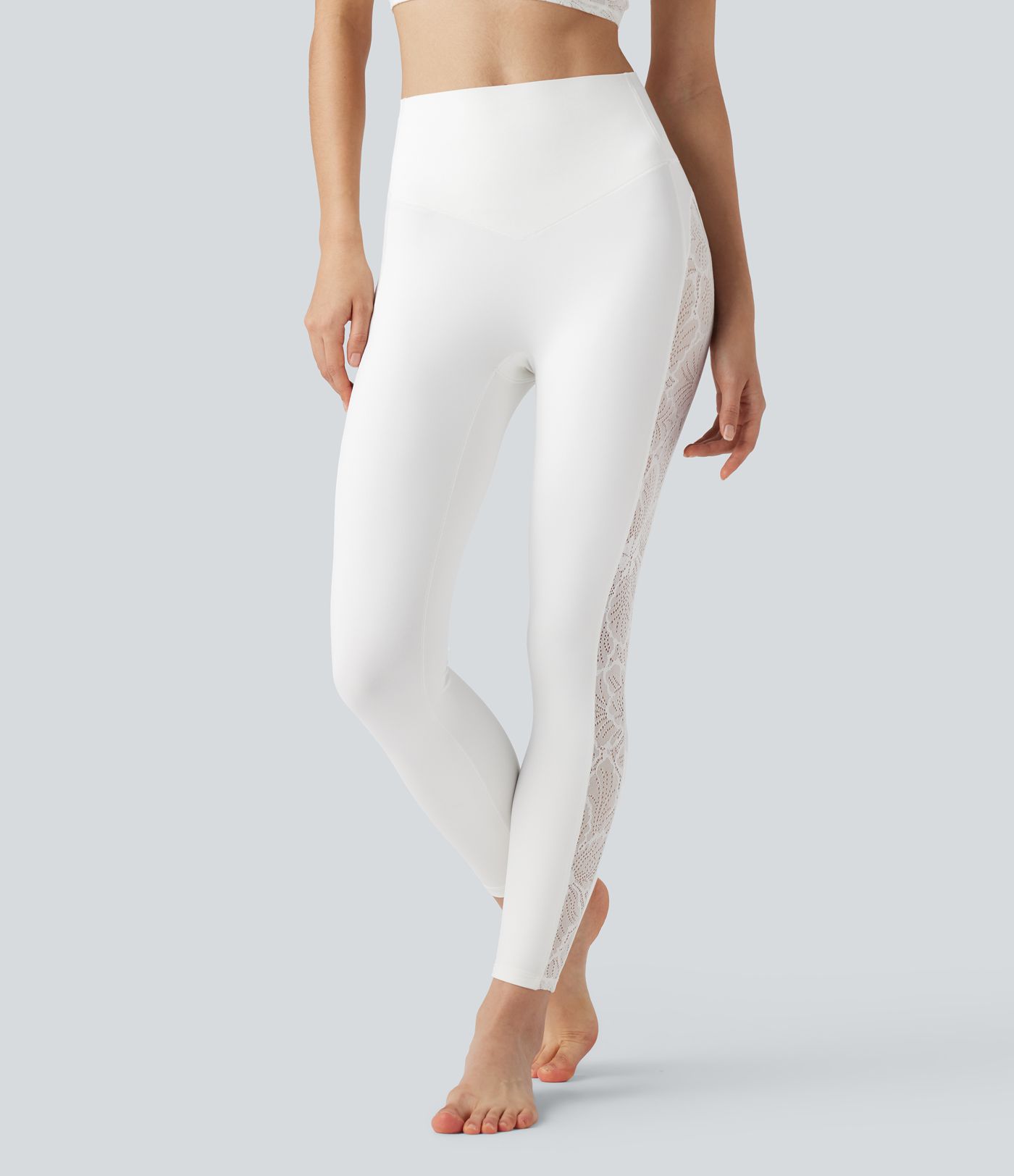 Halara UltraSculpt™ High Waisted Tummy Control Contrast Lace Yoga Leggings with Pocket