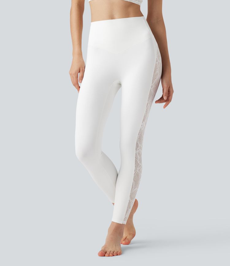 Halara UltraSculpt™ High Waisted Tummy Control Contrast Lace Yoga Leggings with Pocket