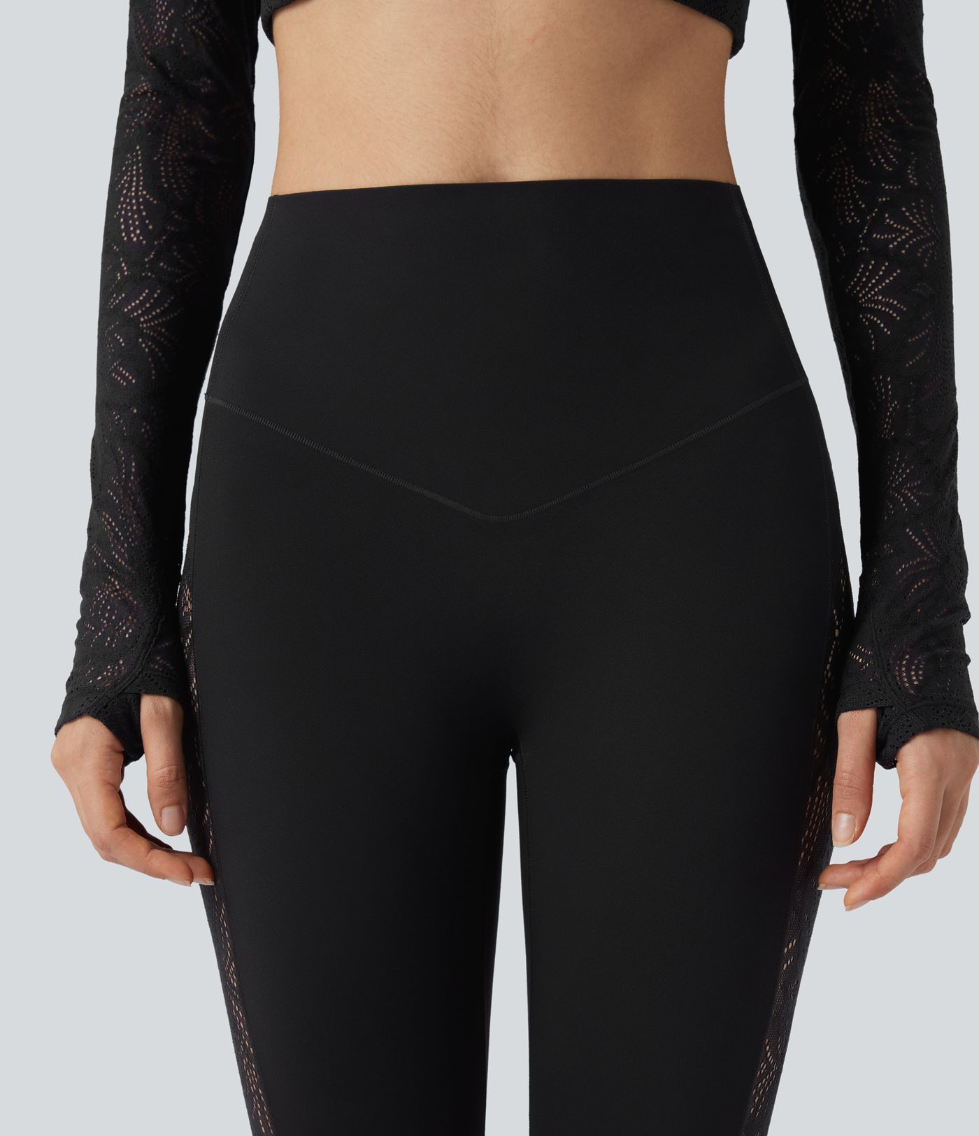 Legging de yoga gainant taille haute avec dentelle contrastée et poche Halara UltraSculpt™