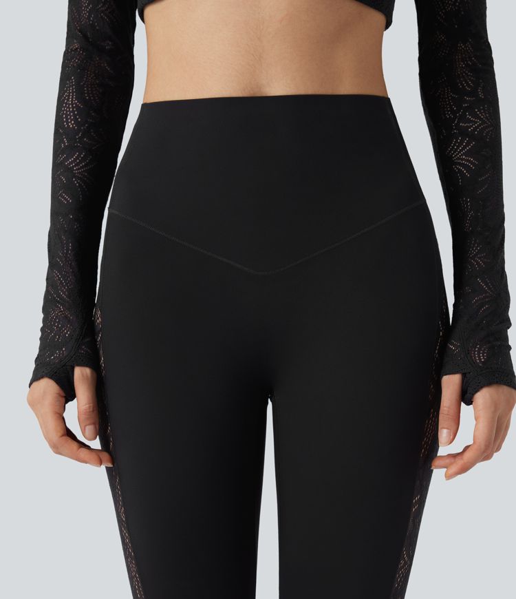 Legging de yoga gainant taille haute avec dentelle contrastée et poche Halara UltraSculpt™