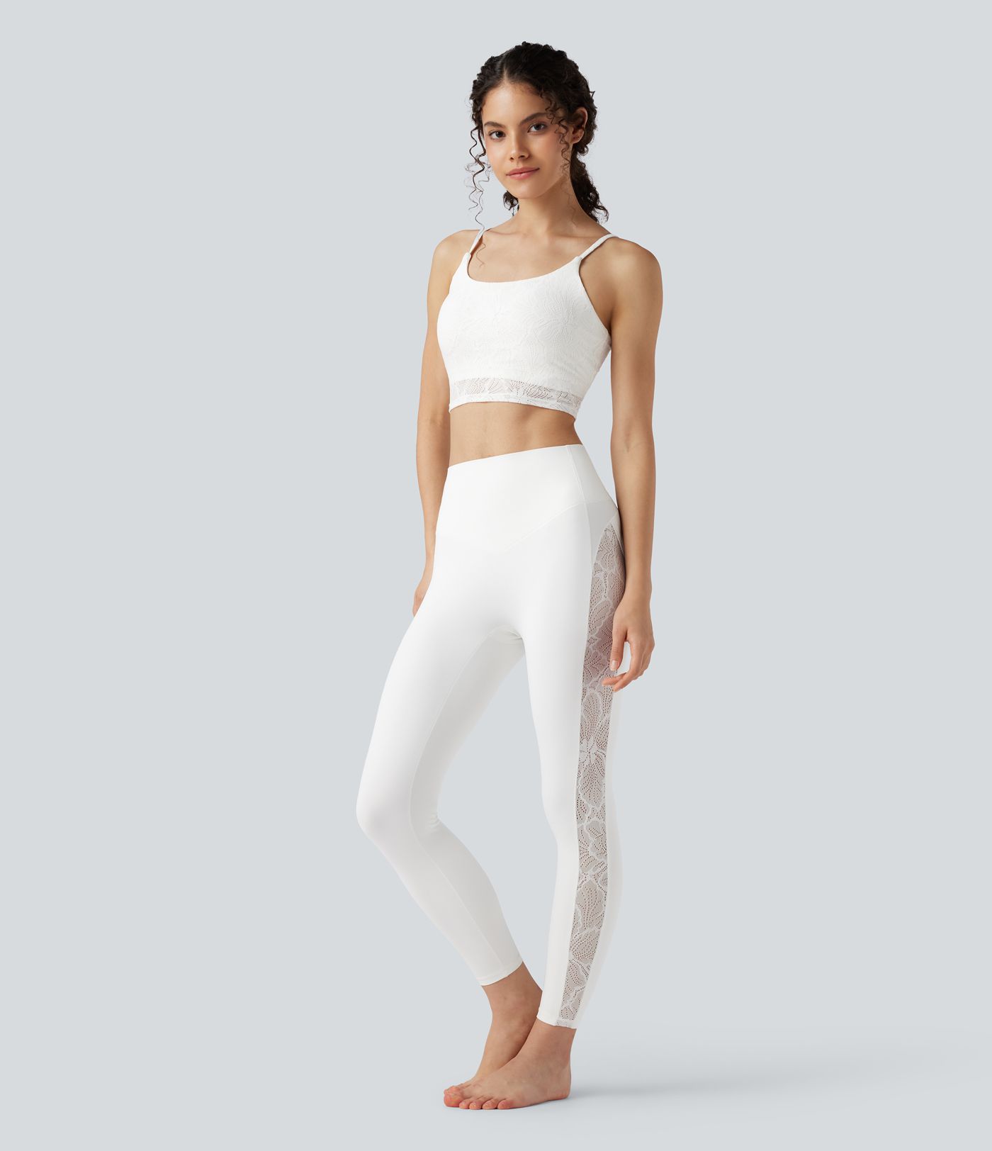Halara UltraSculpt™ High Waisted Tummy Control Contrast Lace Yoga Leggings with Pocket