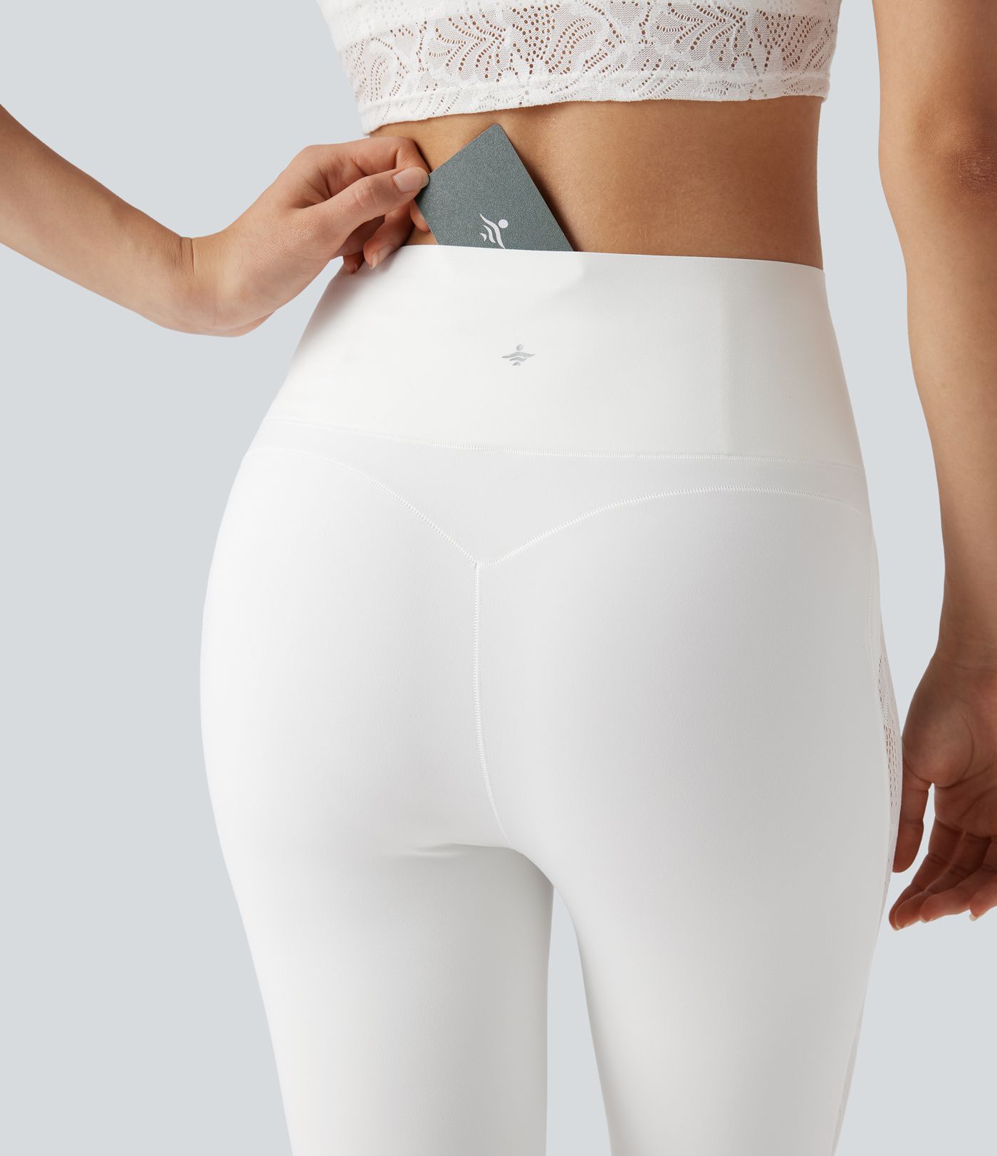 Halara UltraSculpt™ High Waisted Tummy Control Contrast Lace Yoga Leggings with Pocket