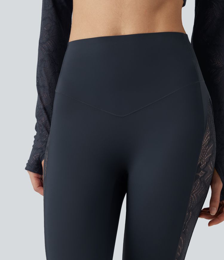 Halara UltraSculpt™ High Waisted Tummy Control Contrast Lace Yoga Leggings with Pocket