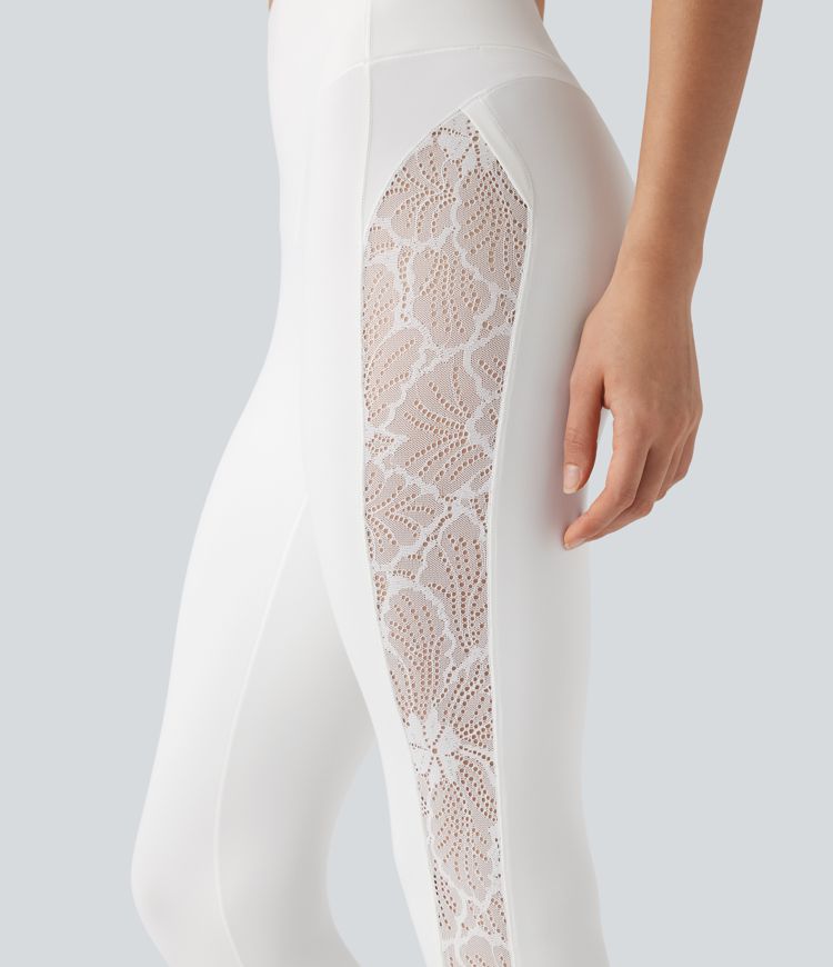 Halara UltraSculpt™ High Waisted Tummy Control Contrast Lace Yoga Leggings with Pocket