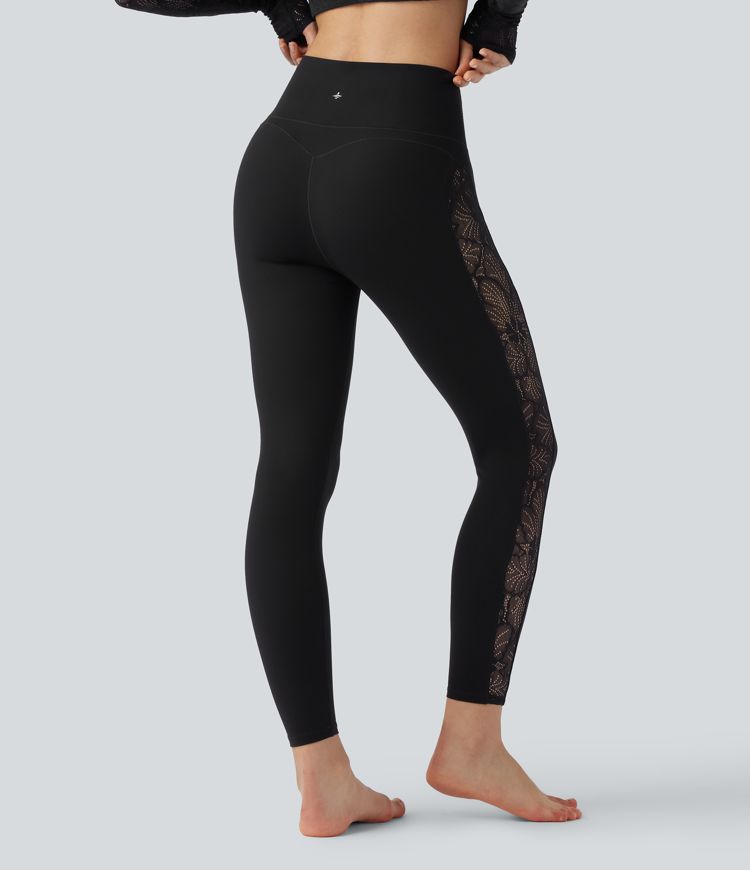 Legging de yoga gainant taille haute avec dentelle contrastée et poche Halara UltraSculpt™