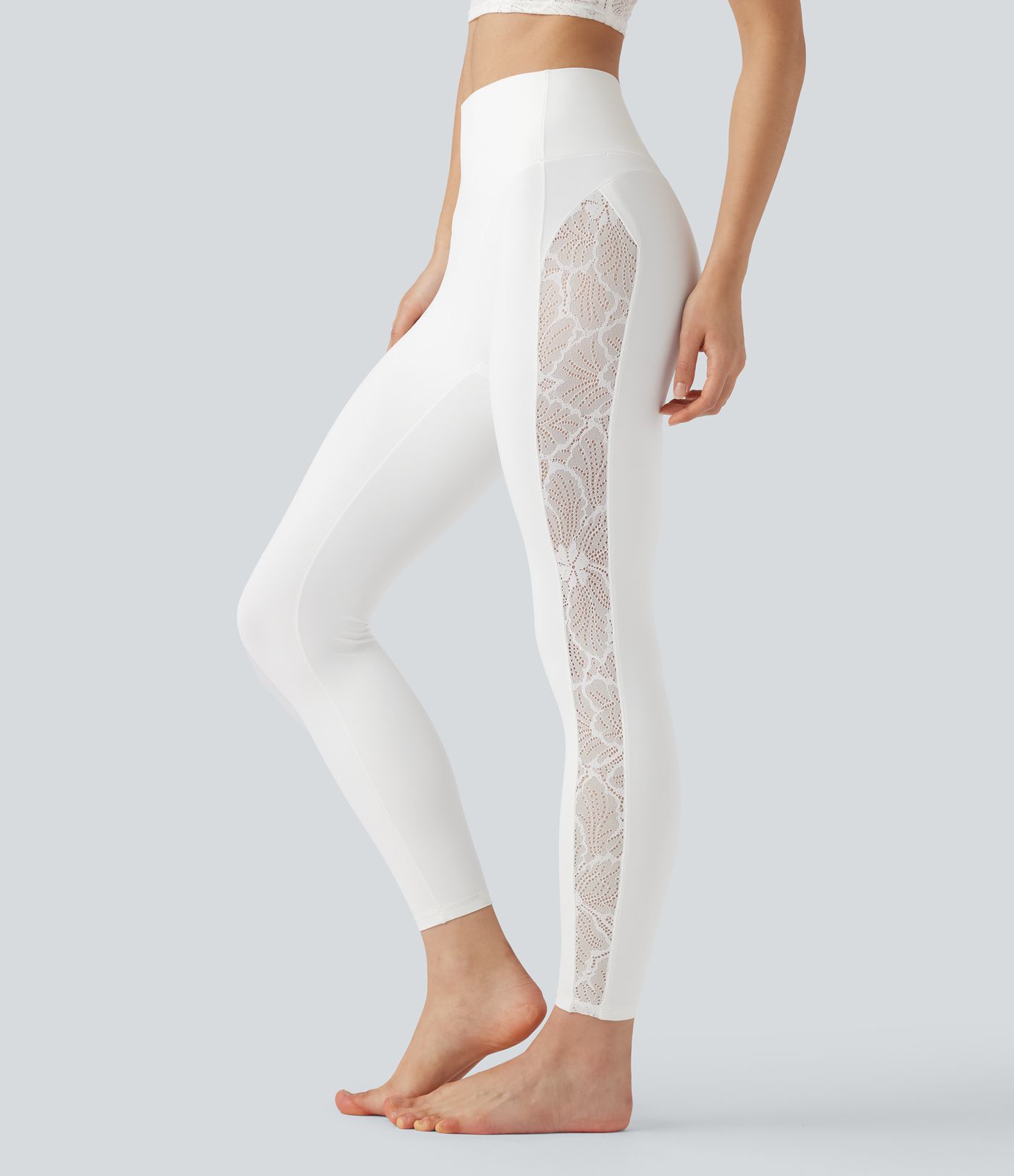 Halara UltraSculpt™ High Waisted Tummy Control Contrast Lace Yoga Leggings with Pocket