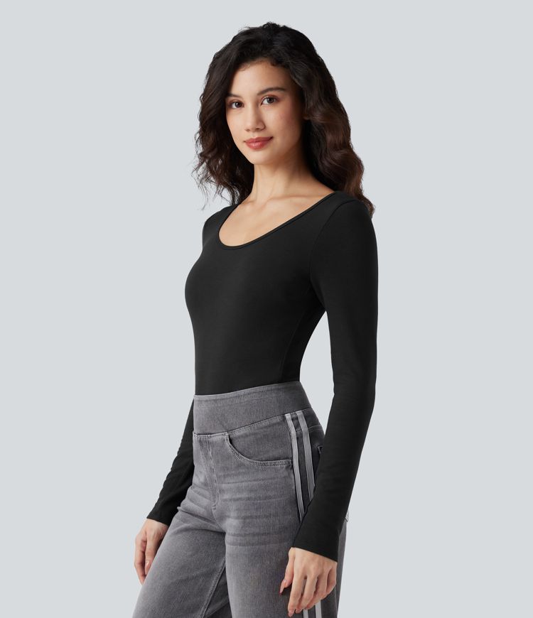 Halara HeatCore Scoop Neck Long Sleeve Skinny Casual Warming Bodysuit