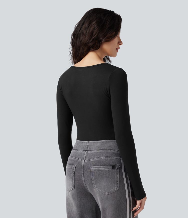 Halara HeatCore Scoop Neck Long Sleeve Skinny Casual Warming Bodysuit
