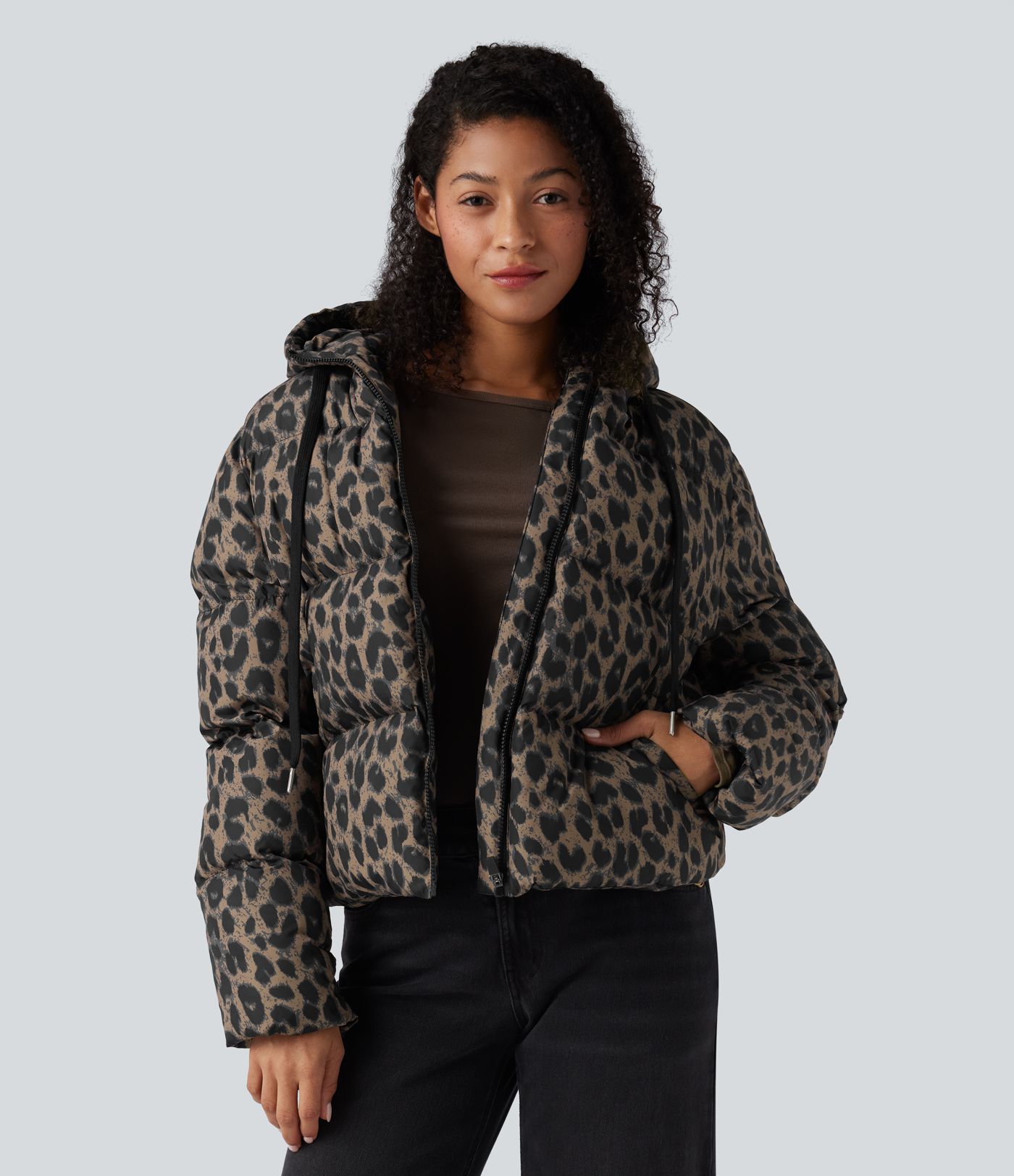 Veste matelassée décontractée à capuche, fermeture zippée, déperlante et résistante, avec poches